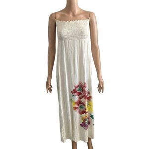 XL Clothing Sundress Maxi Womens Small White Floral Stretch Top Sleeveless